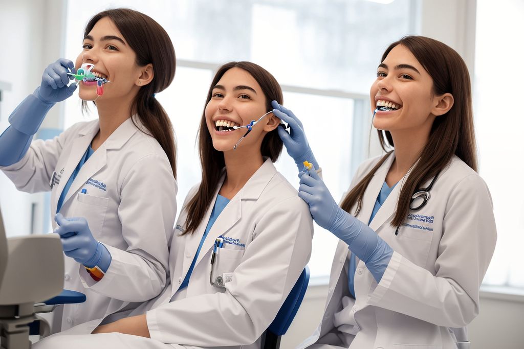 תמונה זו נוצרה על ידי NOVITA בינה מלאכותית אורתודנט,קיבוע בשיניים,גשר בשיניים